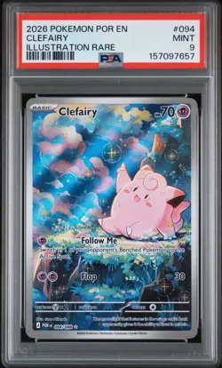 Pokemon TCG Clefairy 094/088 Me03 Perfect Order Illustration Rare Holo PSA 9 - Image 1