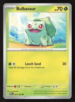 Bulbasaur #001/165 SV: Scarlet & Violet 151 Common Pokemon TCG NM/M - Image 1