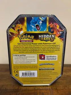 Pokemon TCG: Sun & Moon Hidden Fates Raichu GX Tin - Factory Sealed - English - Image 2