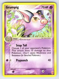 Grumpig 3/12 2006 Minun & Plusle Trainer Kit Promo Pokemon Card Exclusive - VLP - Image 1