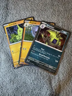 Pokemon TCG Triple Whammy Larvitar Pupitar Tyranitar Cosmos Holo Exclusive NM - Image 1