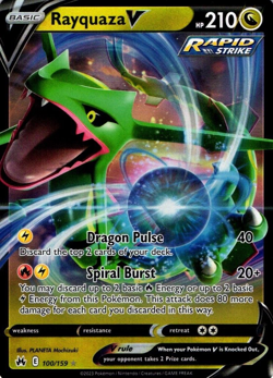 Pokemon Basic Rayquaza V 100/159 Crown Zenith Rare Holo 2023 Trading Card - Image 1