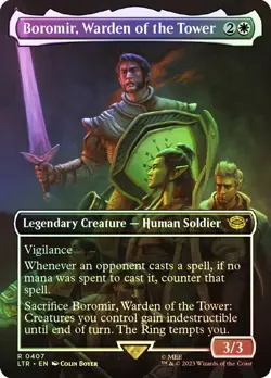 MTG FOIL Boromir, Warden of the Tower(#407) Borderless - The Lord of the Rings - Image 1