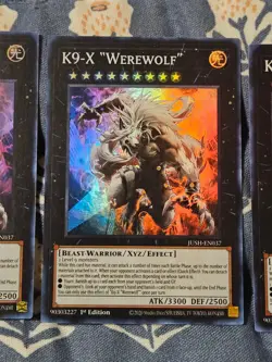 K9-X "Werewolf" x3 JUSH-EN037 Super Rare Playset X3 Yugioh - Image 3