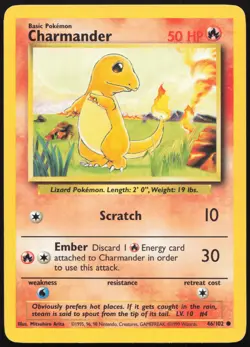 Carte Pokemon Charmander 46/102 Base Set English - Image 1