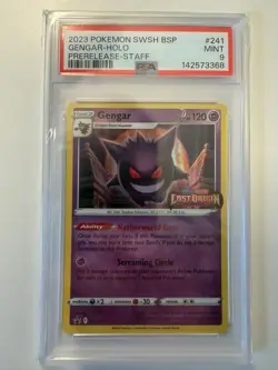 Pokemon Gengar Lost Origin STAFF - SWSH 241 - PSA 9 - Prerelease Promo - Image 1