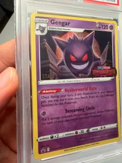 Pokemon Gengar Lost Origin STAFF - SWSH 241 - PSA 9 - Prerelease Promo - Image 2
