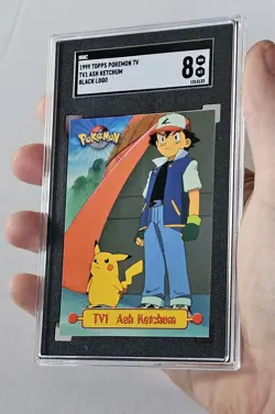 1999 Topps Pokemon TV1 #TV1 Ash Ketchum & Pikachu Black Logo SGC 8 - MT-NM - Image 3