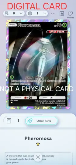 Pheromosa Pokemon Pocket Mobile Game Extradimensional Crisis Set ☆ Rare Card - Image 1
