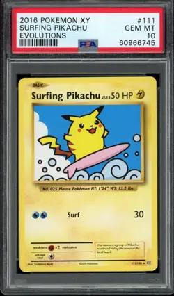 2016 Pokemon XY Evolutions Surfing Pikachu Secret Rare Card eBay 1/1 #111 PSA 10 - Image 1