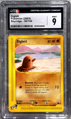 Pokemon Card Diglett CGC 9 Mint, e-Reader Skyridge 50/144, WOTC 2003 (1) - Image 1