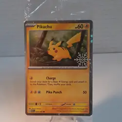 Pikachu - 025/165 Holo 2025 Holiday Calendar Snowflake Stamp Sealed Pokemon Card - Image 1