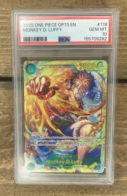 2025 One Piece OP13 Monkey D. Luffy PSA 10 - Image 1