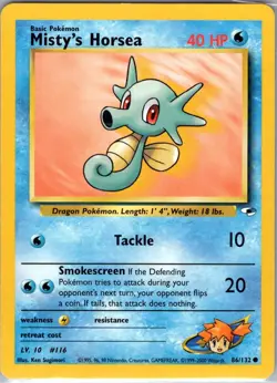 Misty's Horsea - 086/132 - Gym Heroes - Pokemon TCG Card - Vintage - Near Mint - Image 1