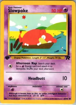 Slowpoke - 67/82 - Team Rocket - Pokemon TCG Card - Vintage - Near Mint - Image 1
