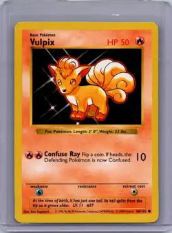 Vulpix - 068/102 - Base Set (Shadowless) - Pokemon TCG Card - Vintage - NM - Image 1