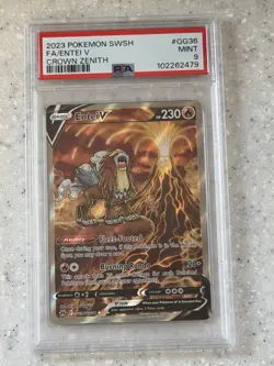 Pokemon TCG Crown Zenith Entei V Full Art GG36 PSA 9 Mint Graded Card - Image 1