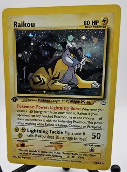 Pokemon TCG Raikou Neo Revelation Holo Rare Card 13/64 1st Edition - Image 1