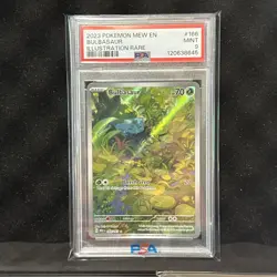 Bulbasaur SV 151 166/165 Illustration Rare EN-Mew #166 Pokemon Card PSA 9 MINT - Image 1