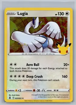 Lugia 022/025 Rare Celebrations Pokemon Holo Near Mint - Image 1