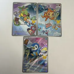 Pokemon First Partner Illustration Rare Turtwig Chimchar Piplup 30th Anniversary - Image 1