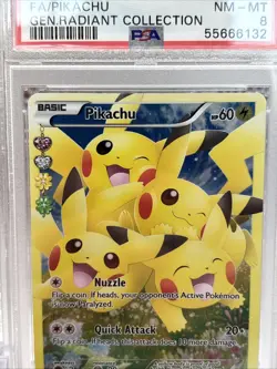 2016 POKEMON XY GENERATIONS RADIANT COLL #RC29 FULL ART/PIKACHU PSA 8 - Image 4