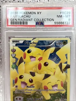2016 POKEMON XY GENERATIONS RADIANT COLL #RC29 FULL ART/PIKACHU PSA 8 - Image 5