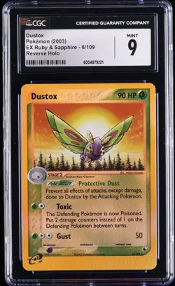 2003 POKEMON EX RUBY & SAPPHIRE, REVERSE HOLO #6/109 DUSTOX CGC 9 - Image 1