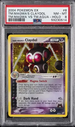 2004 POKEMON EX TEAM MAGMA VS TEAM AQUA #8 TEAM MAGMA'S CLAYDOL-HOLO PSA 8 - Image 1