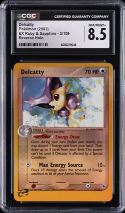 2003 POKEMON EX RUBY & SAPPHIRE, REVERSE HOLO #5/109 DELCATTY CGC 8.5 - Image 1