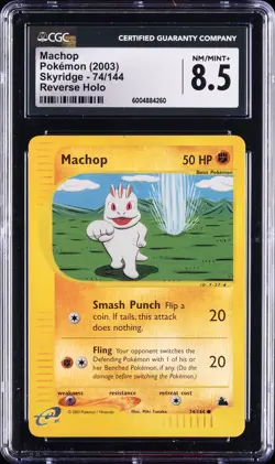 2003 POKEMON SKYRIDGE, REVERSE HOLO #74/144 MACHOP CGC 8.5 - Image 1