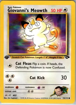 Giovanni's Meowth (74) - 074/132 - Gym Challenge - Common - Pokemon - NM - Image 1