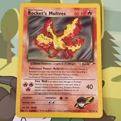 Pokemon TCG Rockets Moltres Holo Rare Card 12/132 Gym Heroes Set - Image 1