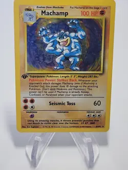 1999 Machamp 1st Edition Deck Exclusives 8/102 Holo Rare Pokemon Card MP Lp - Image 1
