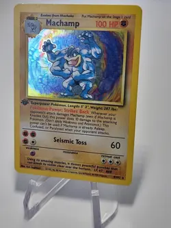 1999 Machamp 1st Edition Deck Exclusives 8/102 Holo Rare Pokemon Card MP Lp - Image 2