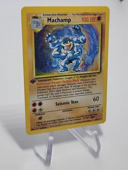 1999 Machamp 1st Edition Deck Exclusives 8/102 Holo Rare Pokemon Card MP Lp - Image 3