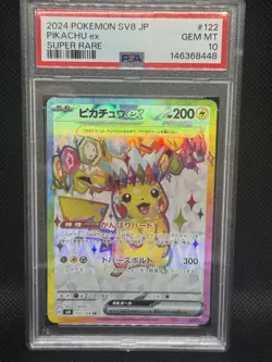 Pokemon Pikachu ex 122/106 Sv8: Super Electric Breaker Holo Japanese PSA 10 SR - Image 1