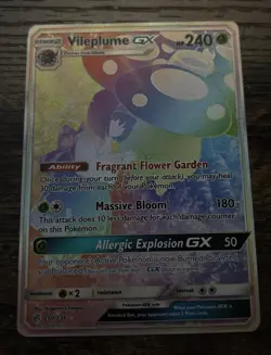 Pokemon TCG Vileplume GX Rainbow Secret Rare 250/236 Cosmic Eclipse Near Mint - Image 1