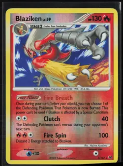 Blaziken 3/127 Holo Rare Platinum Pokemon Reverse Holo Moderately Played - Image 1