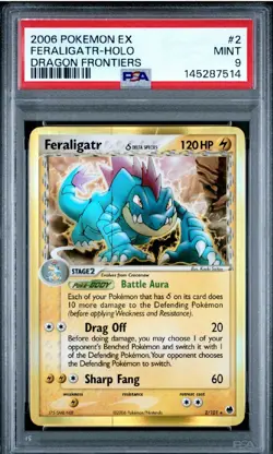 2006 POKEMON EX DRAGON FRONTIERS #2 FERALIGATR-HOLO PSA 9 - Image 1