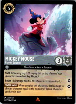 Mickey Mouse - Playful Sorcerer - 187/204 - Ursula's Return - Lorcana - NM - Image 1