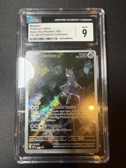 CGC 9 MINT Mewtwo 052 151 UPC Promo Full Art Holo Pokemon Card *SRATCHED Case* - Image 1