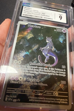 CGC 9 MINT Mewtwo 052 151 UPC Promo Full Art Holo Pokemon Card *SRATCHED Case* - Image 3