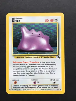 Ditto 3/62 Fossil Holo - Vintage Pokemon Card WOTC 1999 – Played - Image 1