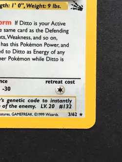 Ditto 3/62 Fossil Holo - Vintage Pokemon Card WOTC 1999 – Played - Image 4