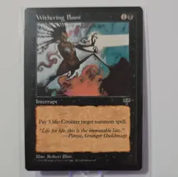 Wizards of the Coast Withering Boon Mirage Interrupt Black Card Robert Bliss - Image 1