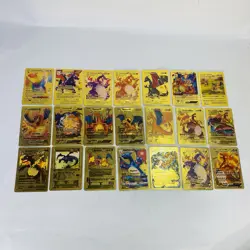 Lot of 21 Gold Foil Charizard Pokemon Cards TCG GX Vmax EX V Fan Art Sleeved - Image 1