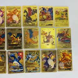 Lot of 21 Gold Foil Charizard Pokemon Cards TCG GX Vmax EX V Fan Art Sleeved - Image 4