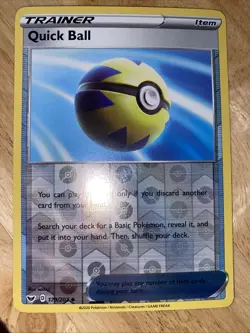 QUICK BALL REVERSE HOLO POKEMON CARD 179/202 SWORD & SHIELD - Image 1