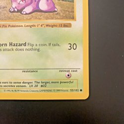 Nidoran M 55/102 1st Edition Shadowless Base Set Regular NM - Pokemon Card - Image 4